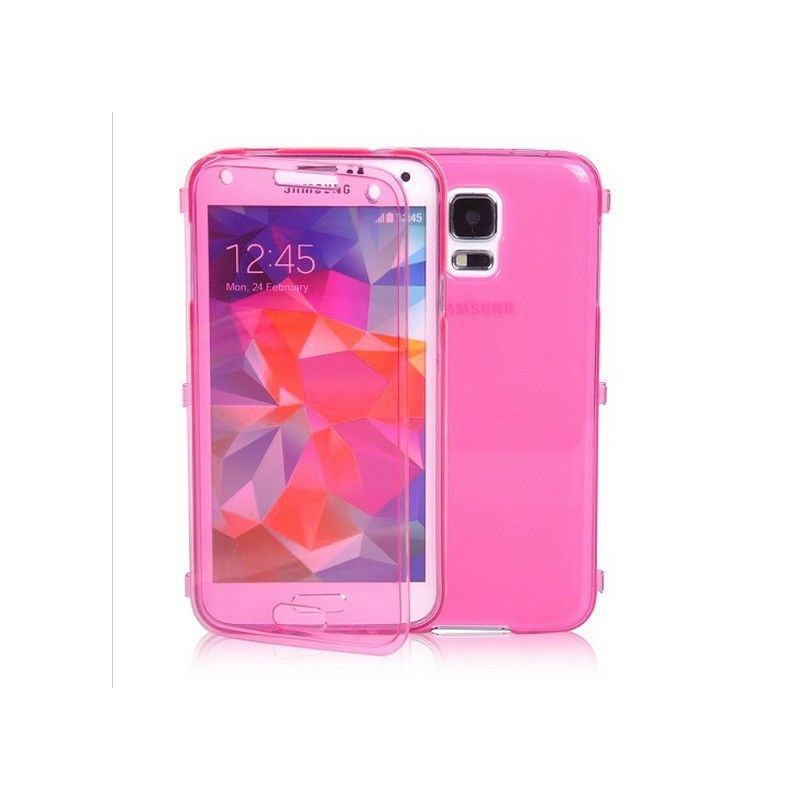 Funda con Tapa de TPU Clear Flip para Samsung Galaxy S5 Rosa