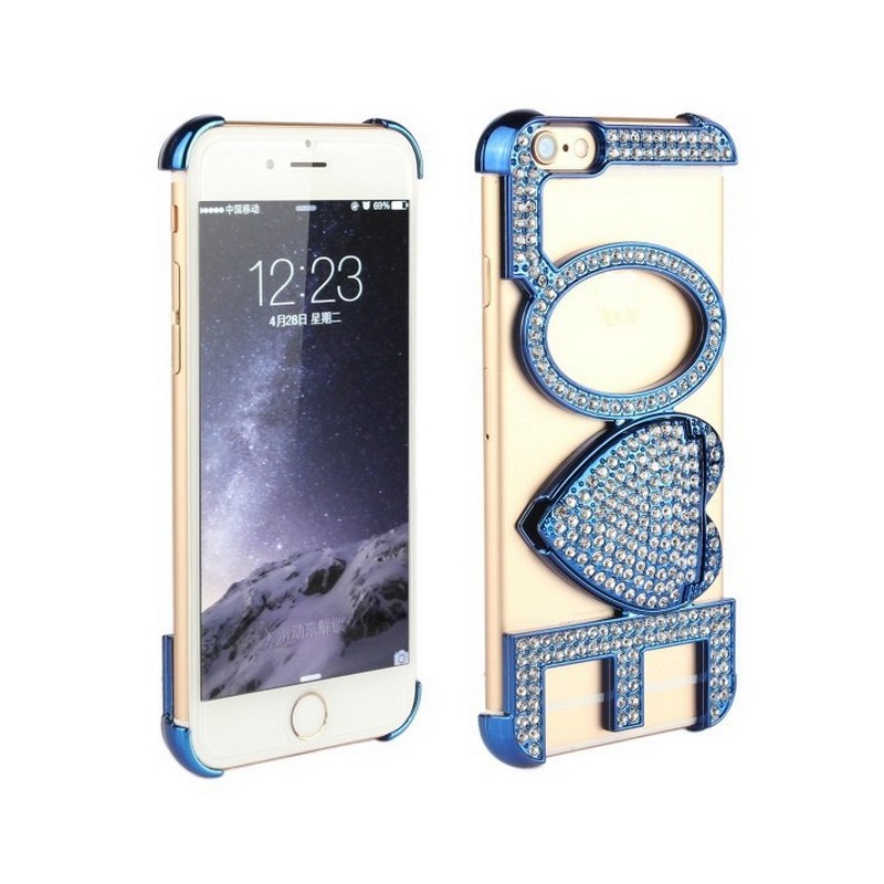 Carcasa Letras Love con Brillantes para Iphone 6 Azul