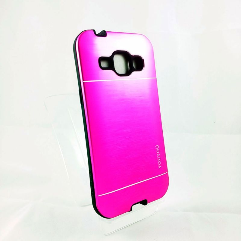 Funda trasera de Aluminio con interior Silicona Samsung Galaxy J1 Rosa