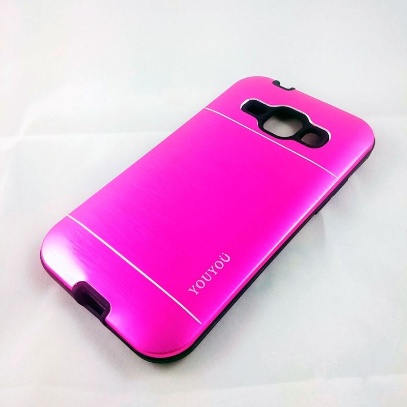 Funda trasera de Aluminio con interior Silicona Samsung Galaxy J1 Rosa