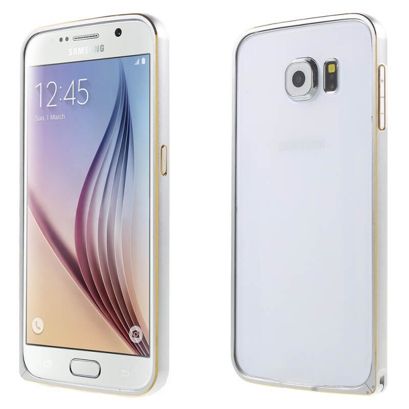 Bumper de metal Gris Plata y Dorado con cierre para Samsung Galaxy S6