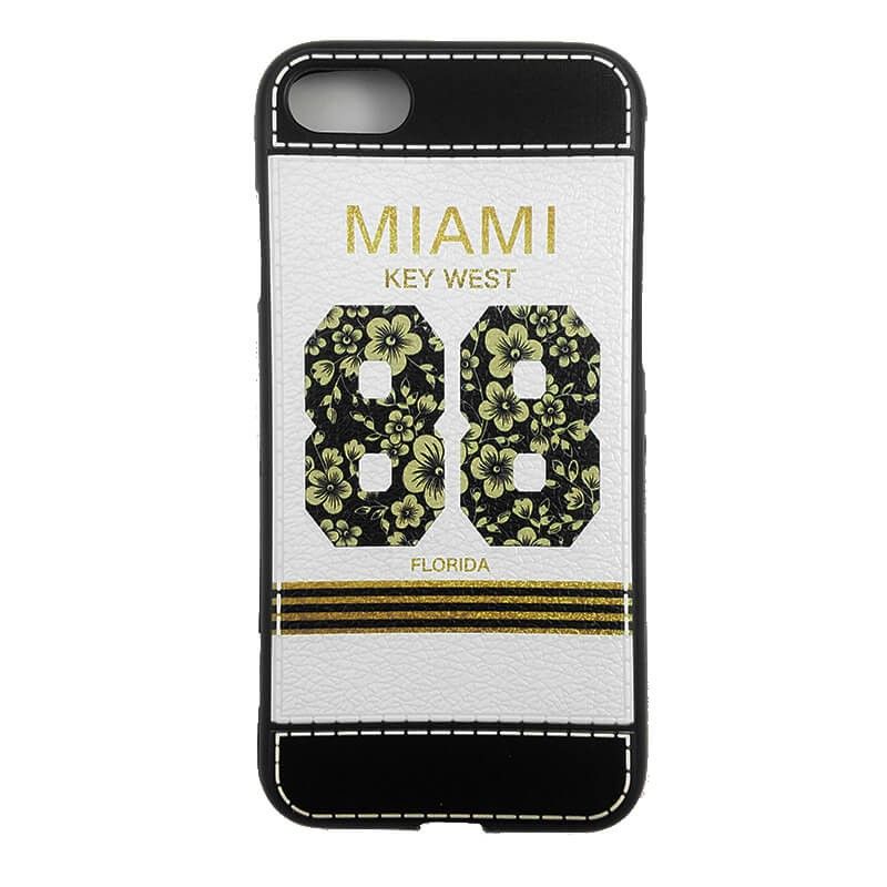 Funda TPU con relieve Miami Key West 88 Florida para iPhone 7 Blanco