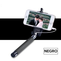 Palo Selfie Negro, Monopod extensible con cable y boton en mango