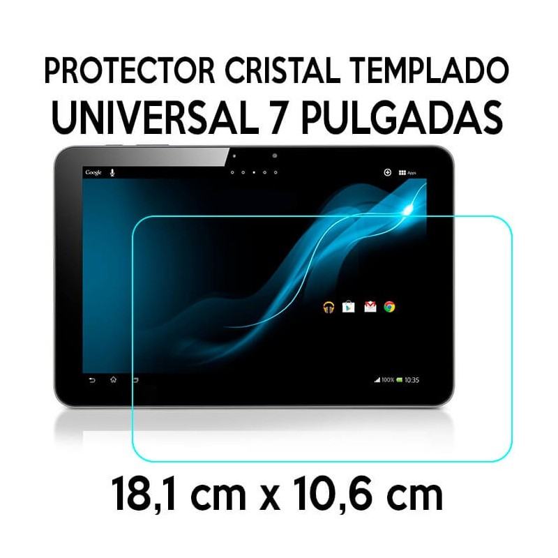 Protector Cristal Templado Universal Tablet de 7 Pulgadas 18,1 x 10,6