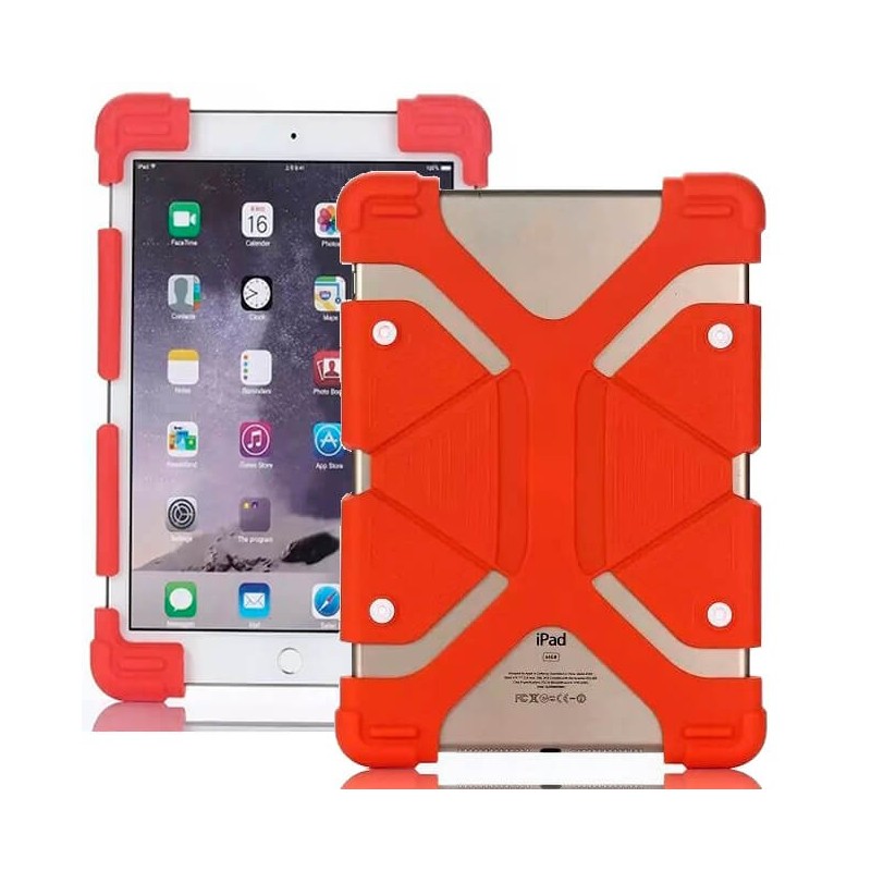 Perpetuo Variante Hacia atrás Funda Universal Silicona y Soporte para Tablet de 7 y 8 Pulgadas Rojo