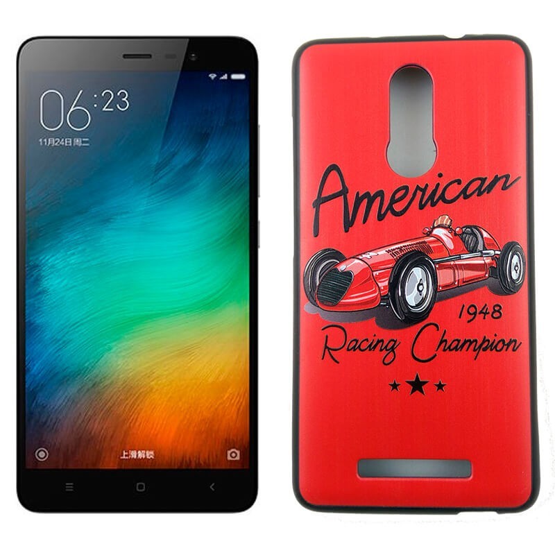 Funda TPU Relieve American Racing Champion Xiaomi Redmi Note 3 Rojo
