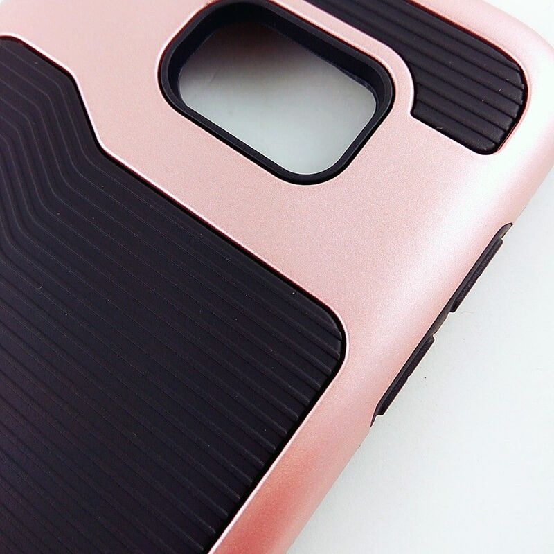 Funda de TPU + PC Hybrid con bumper para Samsung Galaxy S7 Oro Rosa