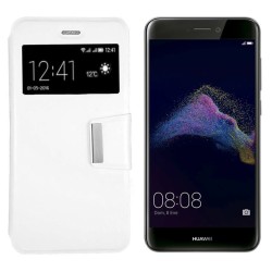 Funda Flip Cover con Tapa y Ventana para Huawei P8 Lite 2017 Blanco