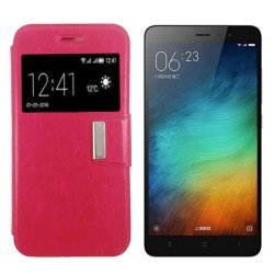 Funda libro Flip Cover con Tapa y Ventana Xiaomi Redmi Note 3 Rosa