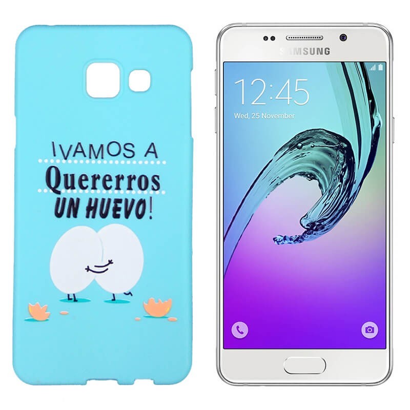 Funda de TPU para Samsung Galaxy A3 2016 frase Huevo Silicona Azul