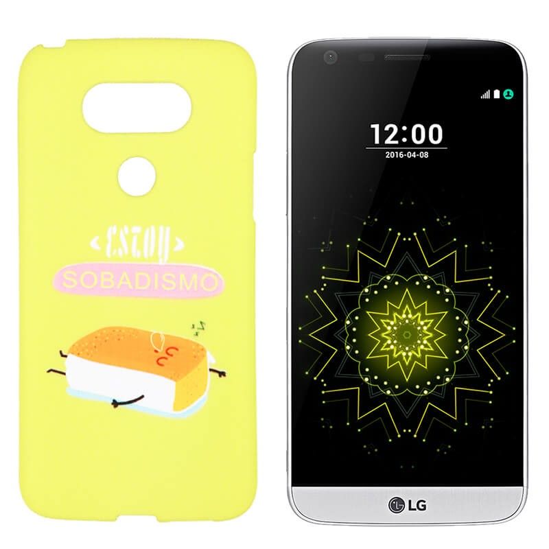 Funda de TPU para LG G5 frase y dibujo Sobadisimo Silicona Amarillo