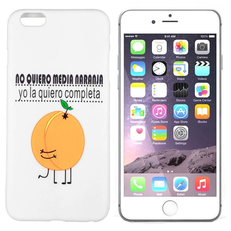 Funda de TPU para iPhone 6 Plus Media Naranja Silicona Blanco