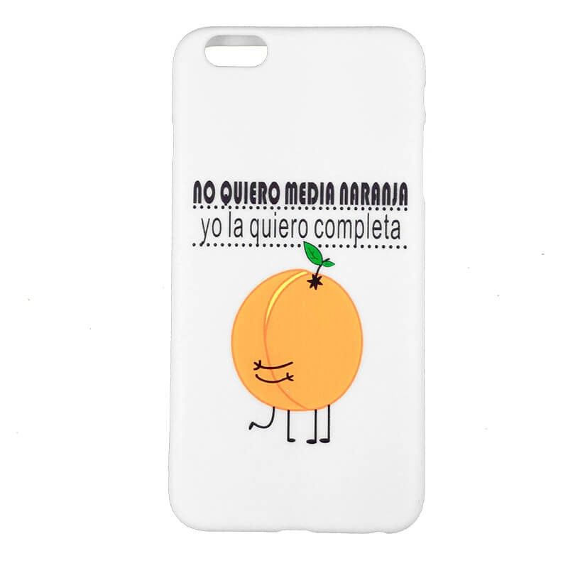 Funda de TPU para iPhone 6 Plus Media Naranja Silicona Blanco