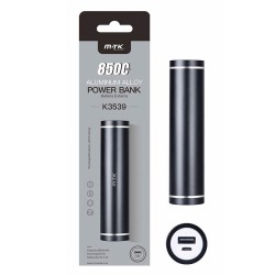 Bateria Externa Power Bank Aluminio Negro K3539 8500 mAh + Cable Usb