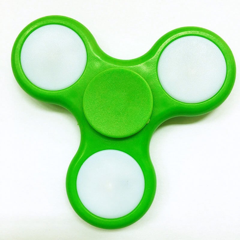Fidget Spinner con Luces LED, Peonza dedo 3 puntas Antiestrés Verde