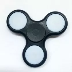 Fidget Spinner con Luces LED, Peonza dedo 3 puntas Antiestrés Negro