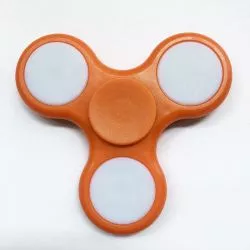 Fidget Spinner con Luces LED, Peonza dedo 3 puntas Antiestrés Naranja