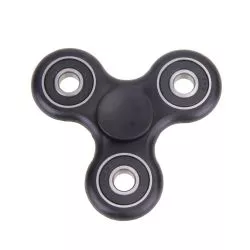 Fidget Spinner 3 rodamientos, Peonza dedo 3 puntas Antiestrés Negro