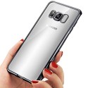 Funda TPU Transparente Samsung Galaxy S8 Plus Borde Negro Metalizado
