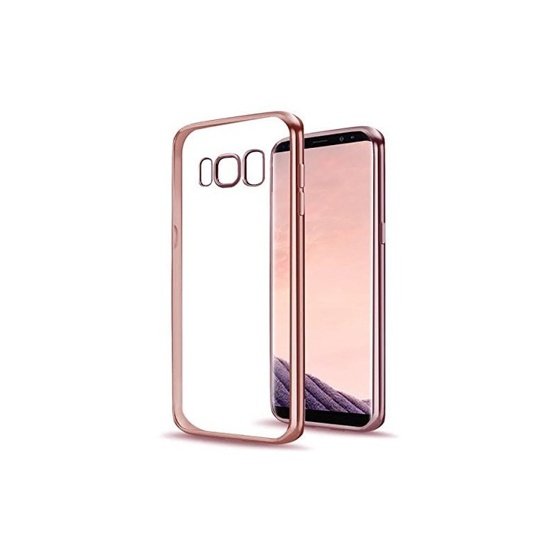 Funda TPU Transparente Samsung Galaxy S8 Plus Borde Rosa Metalizado