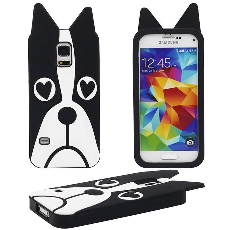 Funda 3D de Silicona Perro con Ojos de Corazon para Samsung Galaxy S5