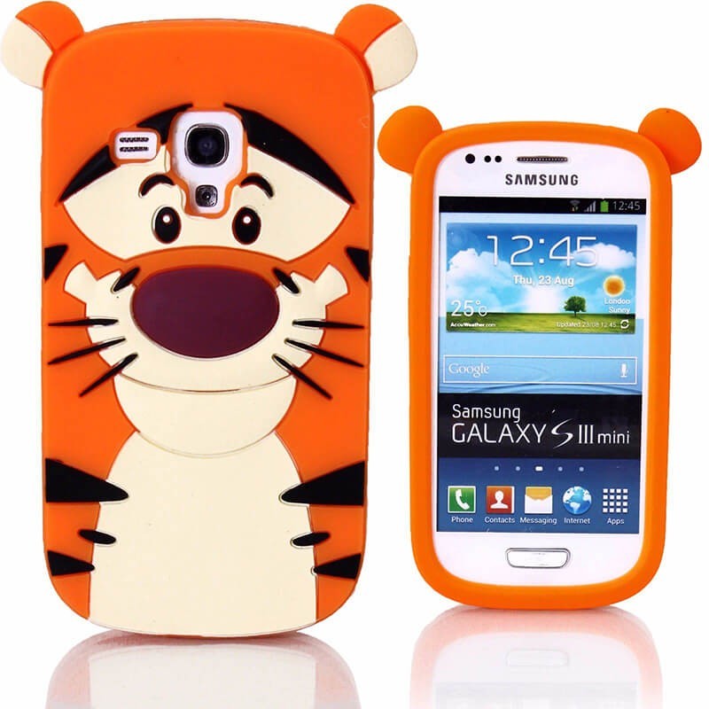 Funda 3D de Silicona Tiger Naranja para Samsung Galaxy S3 Mini