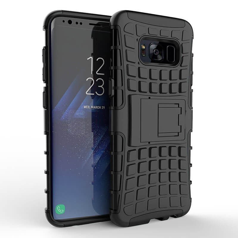 Funda Forcell Panzer híbrida Negro con soporte Samsung Galaxy S8 Plus