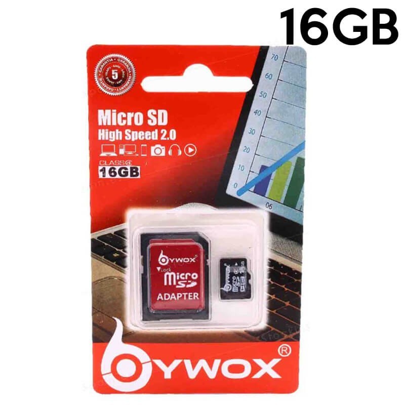 Tarjeta de Memoria Micro SD 16GB Bywox Clase 4 + Adaptador SD