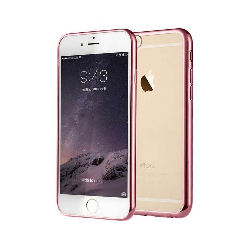 Funda de TPU con Borde Cromado Metalizado Oro Rosa - iPhone 6 Plus