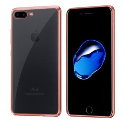 Funda de TPU con Borde Cromado Metalizado Oro Rosa - iPhone 7 Plus