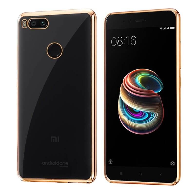 Funda de TPU con Borde Metalizado Dorado - Xiaomi Redmi Mi 5x / Mi A1