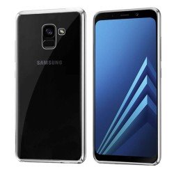 Funda de TPU Borde Cromado Metalizado Plata - Samsung Galaxy A8 2018