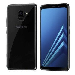 Funda de TPU Borde Cromado Metalizado Negro - Samsung Galaxy A8 2018