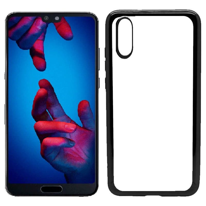 Funda de TPU con Borde Cromado Metalizado Negro - Huawei P20