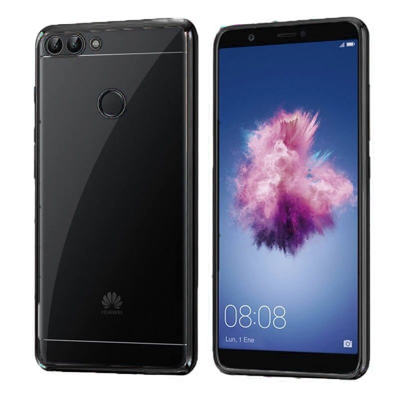 Funda de TPU con Borde Cromado Metalizado Negro - Huawei P Smart