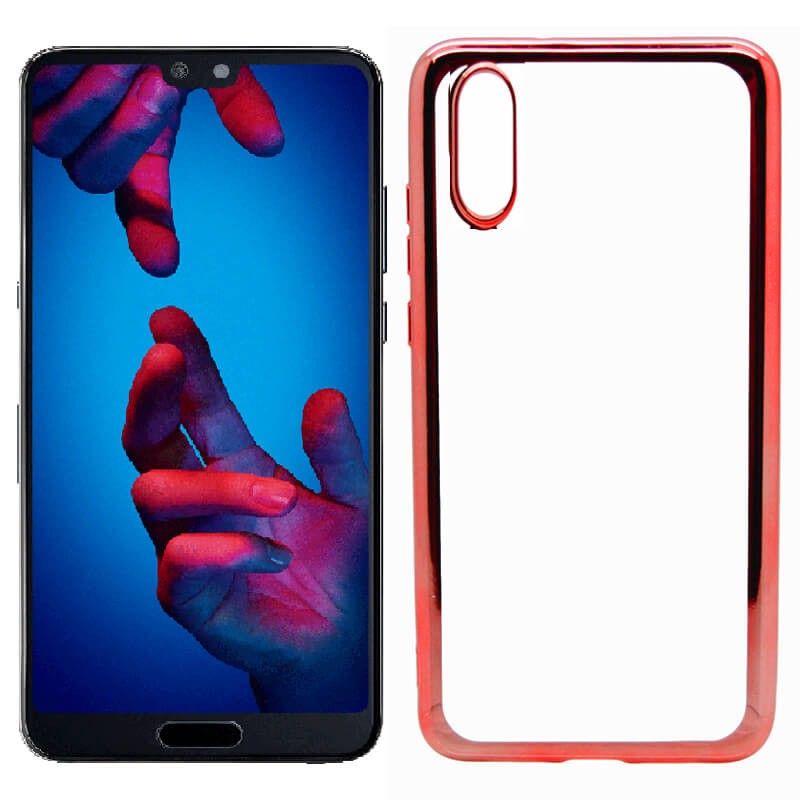 Funda de TPU con Borde Cromado Metalizado Oro Rosa - Huawei P20