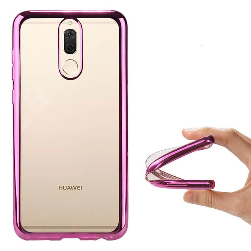 Funda de TPU con Borde Cromado Metalizado Oro Rosa - Huawei Mate 10 Lite