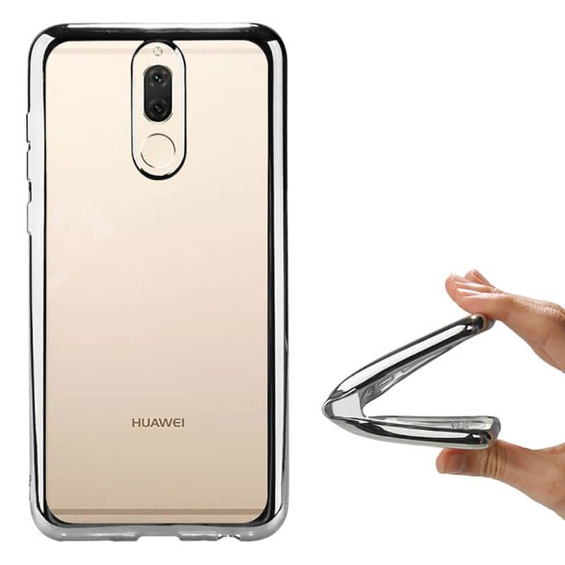 Funda de TPU con Borde Cromado Metalizado Plata - Huawei Mate 10 Lite