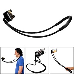 Soporte de cuello agarre ajustable y cable flexible para móvil - Negro
