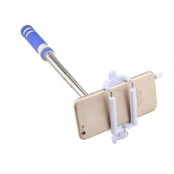 Mini Palo Selfie Azul, Monopod extensible con cable y boton