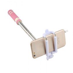 Mini Palo Selfie Monopod extensible con cable y boton color Rosa