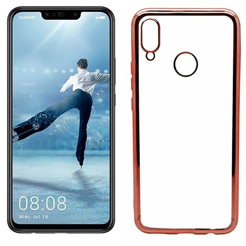 Funda de TPU con Borde Cromado Metalizado Oro Rosa - Huawei P Smart Plus