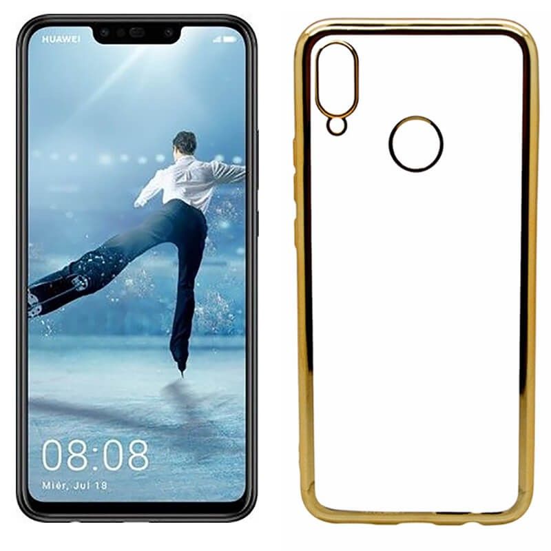 Funda de TPU con Borde Cromado Metalizado Dorado - Huawei P Smart Plus