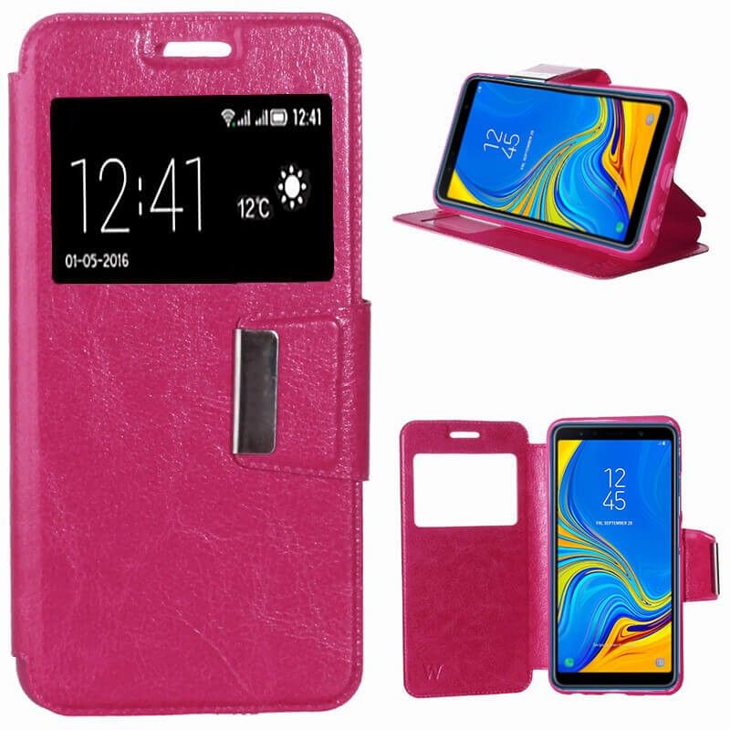 Funda libro con tapa, ventana y soporte - Samsung Galaxy A7 Rosa