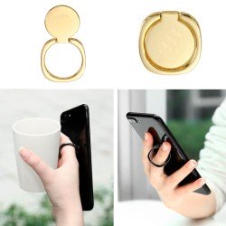 Soporte anillo metálico dorado trasero con agarre para móvil y tablet