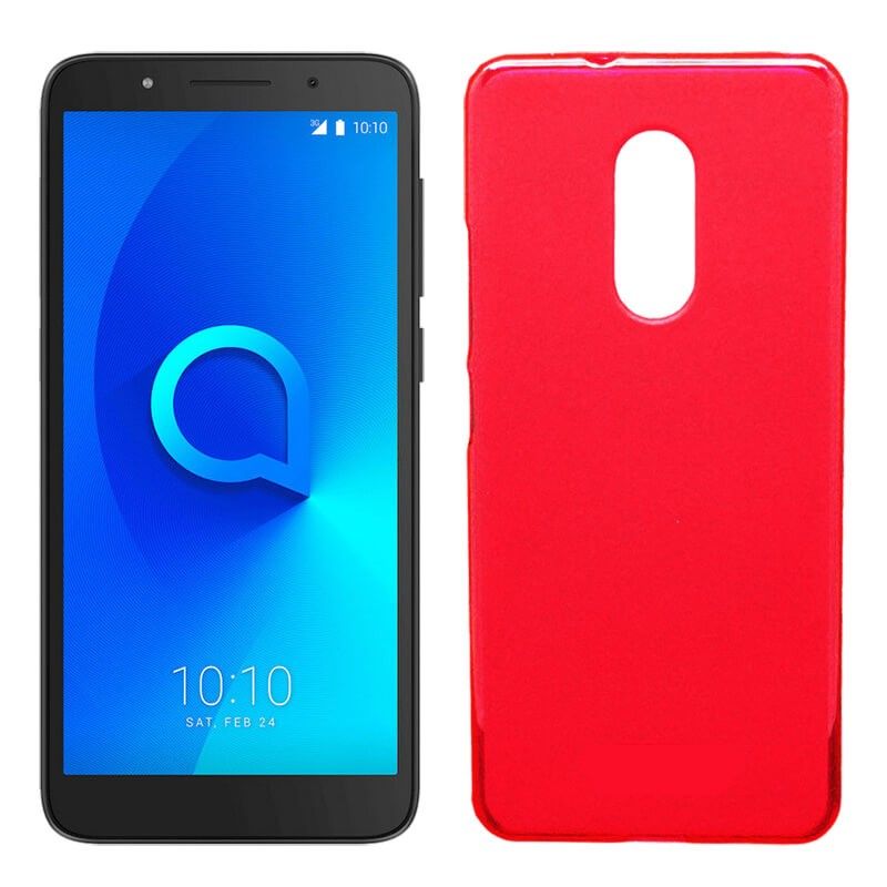 Funda de silicona rojo semitransparente trasera mate para Alcatel 1C