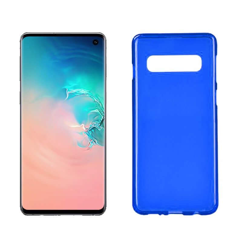 Funda silicona Samsung Galaxy S10 azul, trasera mate semitransparente 