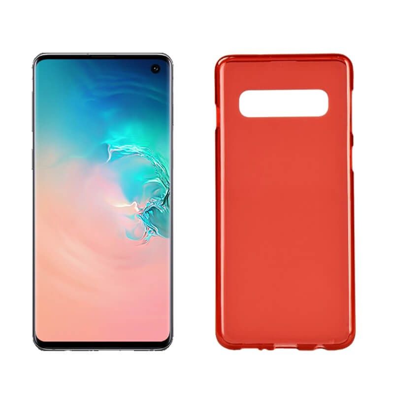 Funda silicona Samsung Galaxy S10 rojo, trasera mate semitransparente 