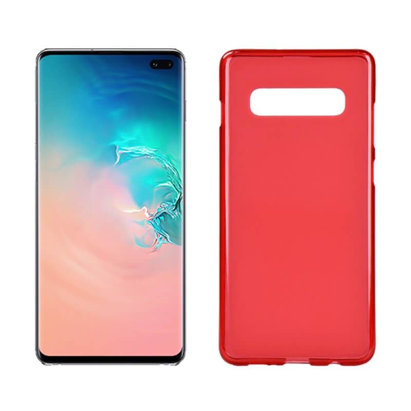 Funda silicona Samsung Galaxy S10 Plus rojo mate semitransparente 