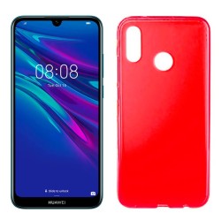 Funda silicona rojo Huawei Y6 2019, trasera semitransparente y mate
